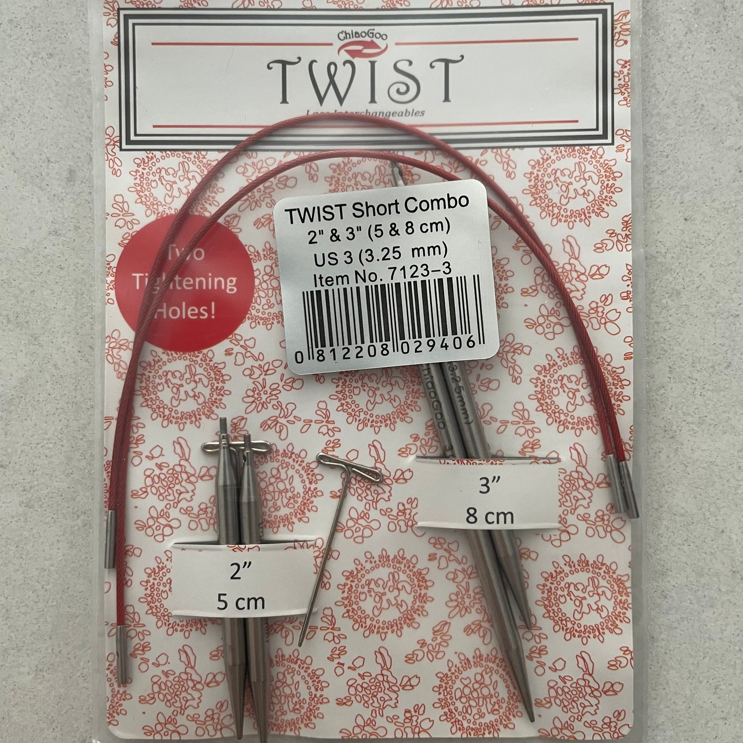 Aiguilles interchangeables 3,25 mm Twist Short Combo 5-8 cm (2-3") - ChiaoGoo